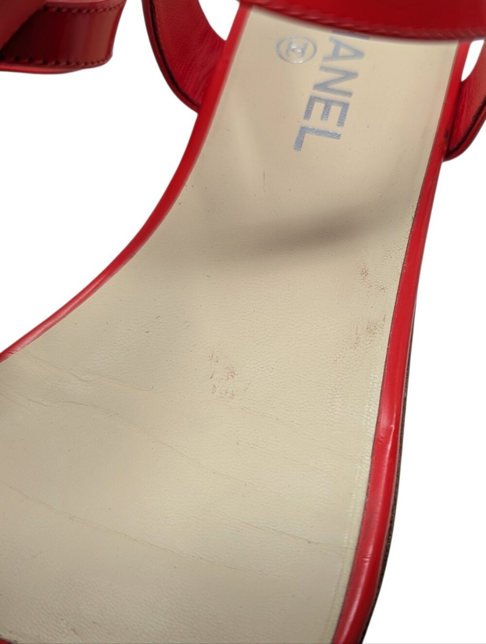 Chanel Red "CHANEL" Logo Slingback T-Strap Thong Sandals Size EU 41 - Picture 13 of 15